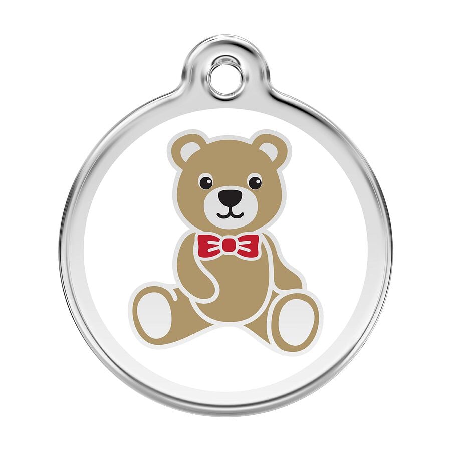 Placa identificativa Acero Inoxidable Esmalte Oso De Peluche Blanco para perros, , large Imagen numero 1