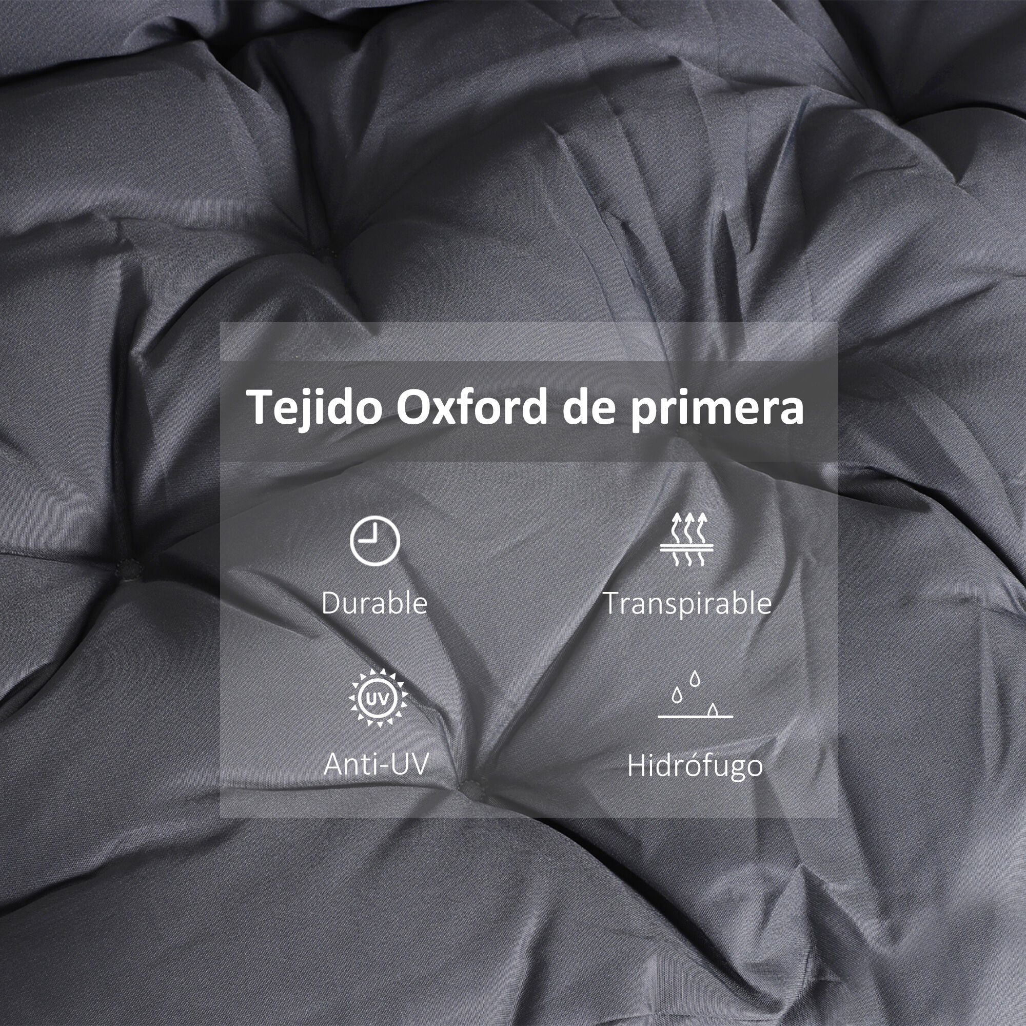 Outsunny Coj&iacute;n para Banco con Respaldo 150x98x8 cm Colch&oacute;n de Banco de 3 Plazas con 6 Cordones de Fijaci&oacute;n para Jard&iacute;n Terraza Balc&oacute;n Exterior Gris, , large Imagen numero 9