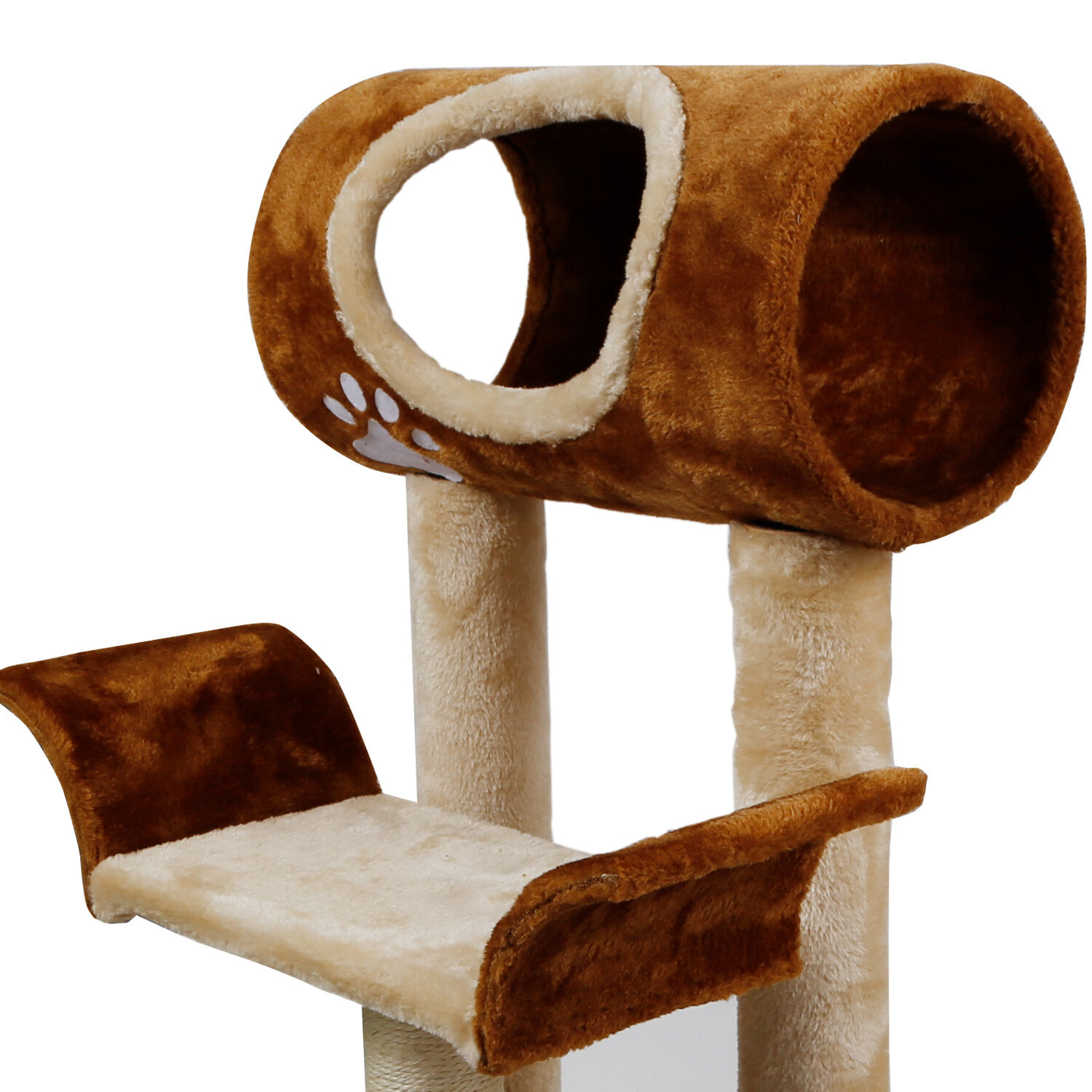 Nobleza - &Aacute;rbol rascador para Gatos de Dos Plataformas con Cueva y Juguetes Colgantes. Color marr&oacute;n, 52*25*47 cms., , large Imagen numero 5
