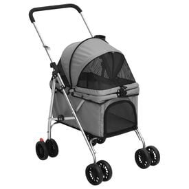 VidaXL Cochecito Gris con Capota para perros