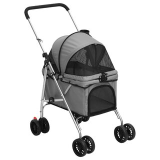 VidaXL Cochecito Gris con Capota para perros