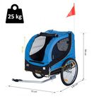 Remolque de bicicleta PawHut para perros color Azul/Negro, , large image number null