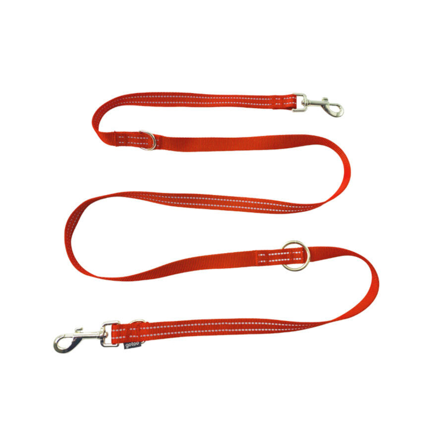 Gotoo Correa multiposición de nylon roja para perros thumbnail