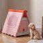 COSTWAY Caseta Perros para Exterior, Casa Plegable de Pl&aacute;stico para Perros con Puerta de Solapa Bloqueable, Ventanas, Base Elevada, Refugio Port&aacute;til Impermeable para Mascotas, 72 x 60 x 68 cm (Rosa), , large indicador imagen numero 2