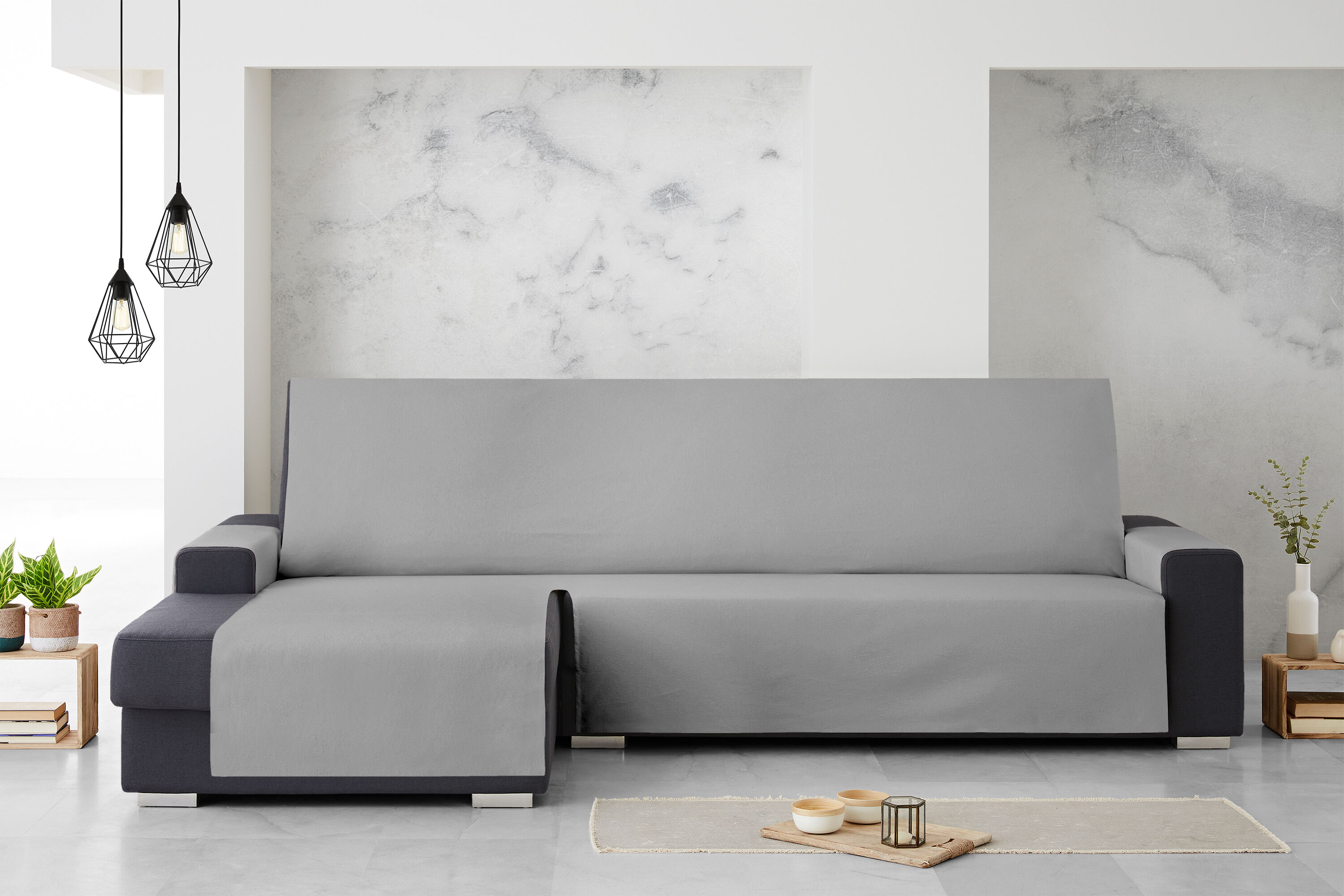 Protector Cubresofa Sofa Chaise Longue Izquierda Royale 240 cm. Color Gris Oscuro, , large Imagen numero 3
