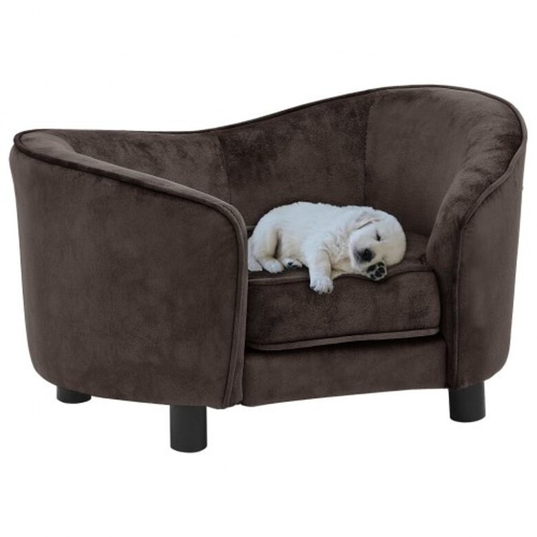 Vidaxl sofá de felpa marrón para perros, , large image number null