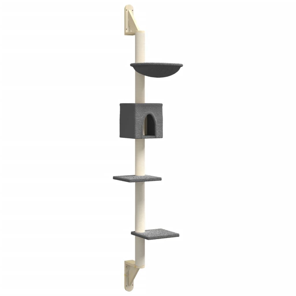 vidaXL &Aacute;rbol rascador para gatos de pared gris oscuro 187 cm, , large Imagen numero 1