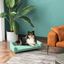 PawHut Sofá para Perros Grandes Cama Elevada para Perros Tapizada con Cojín Lavable y Patas de Madera de Pino Carga 40 kg 98x67x25 cm Verde, , large indicador imagen numero 2