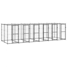 Vidaxl perrera con puertas de bisagra negro para perros