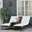 Outsunny Conjunto de 2 Tumbonas de Jard&iacute;n con Cojines Acolchados Rat&aacute;n con Mesa Auxiliar para Piscina o Terraza Carga 160 kg 195x60x86 cm Acero Negro, , large indicador imagen numero 2