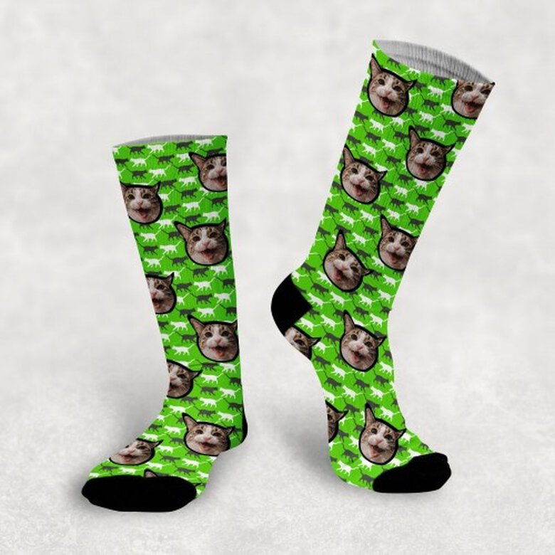 Calcetines personalizados Cat 3 mascotas color Verde, , large image number null