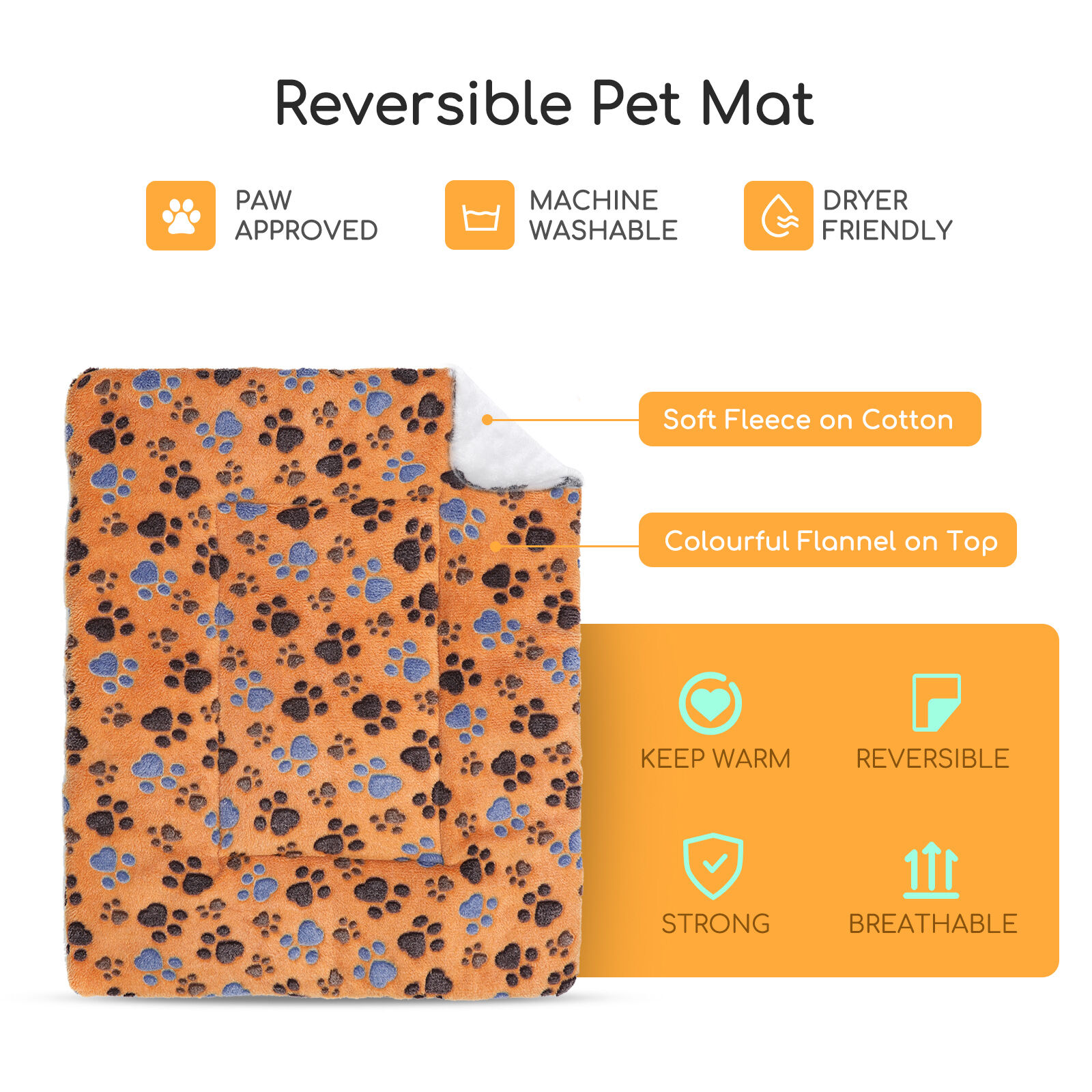Nobleza Colchoneta para Perros Cama, Esterilla Gruesa para Perros y Gatos, Mascotas Manta Grande Colch&oacute;n de Franela Reversible Supersuave, Pata Almohadilla Coj&iacute;n C&aacute;lida para Cachorros, L70*W55CM, , large Imagen numero 2