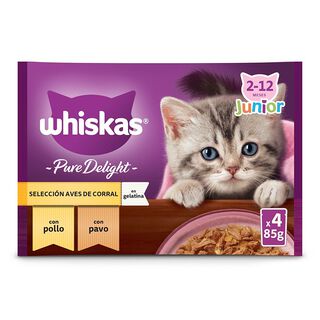 Whiskas Pure Delight Junior Selección Aves Gelatina en Bolsita para gatos