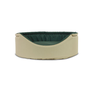 Gauty Cama Redonda Tela Impermeable beige y verde para Perros y Gatos 