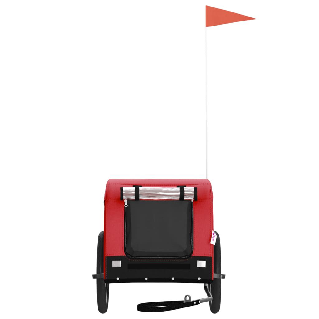 vidaXL Remolque de bicicleta para perros hierro tela Oxford rojo negro, , large Imagen numero 2