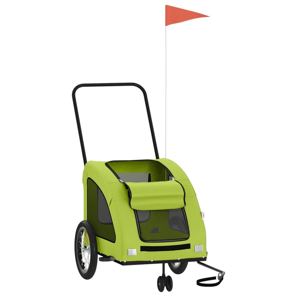 vidaXL Remolque de bicicleta mascotas hierro tela Oxford verde, , large Imagen numero 3