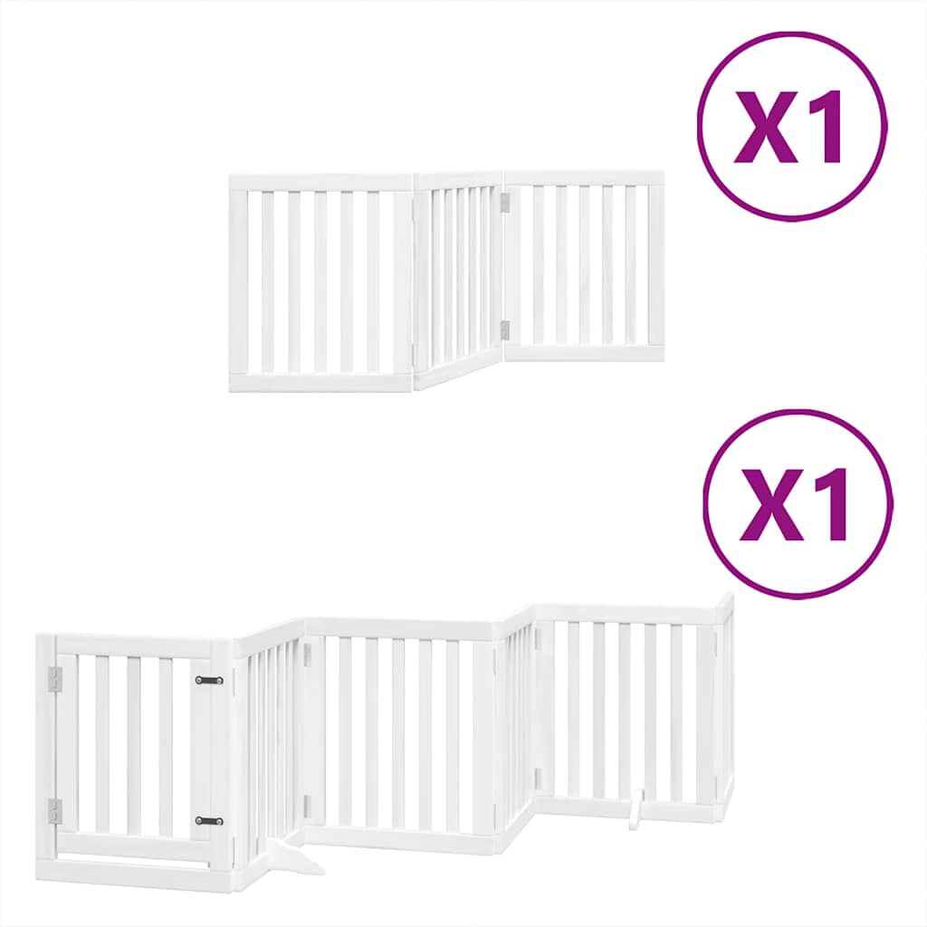 vidaXL Puerta para perros plegable 9 paneles madera &aacute;lamo blanca 450cm, , large Imagen numero 6