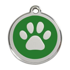 Red Dingo Placa identificativa Acero Inoxidable Esmalte Huella perro Verde para perros