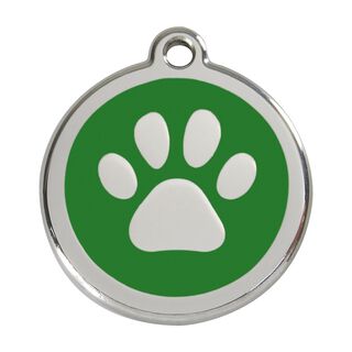 Red Dingo Placa identificativa Acero Inoxidable Esmalte Huella perro Verde para perros
