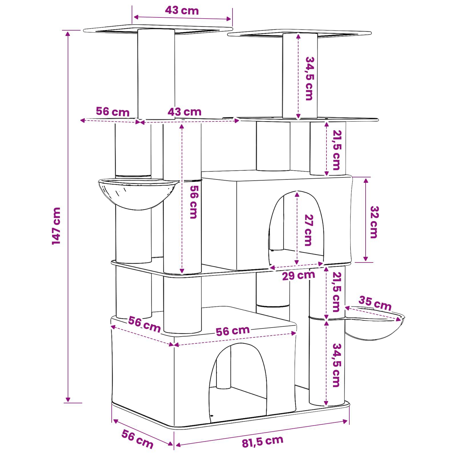 vidaXL &Aacute;rbol para gatos con postes de sisal 2 uds. Parque Muebles Felinos, , large Imagen numero 4