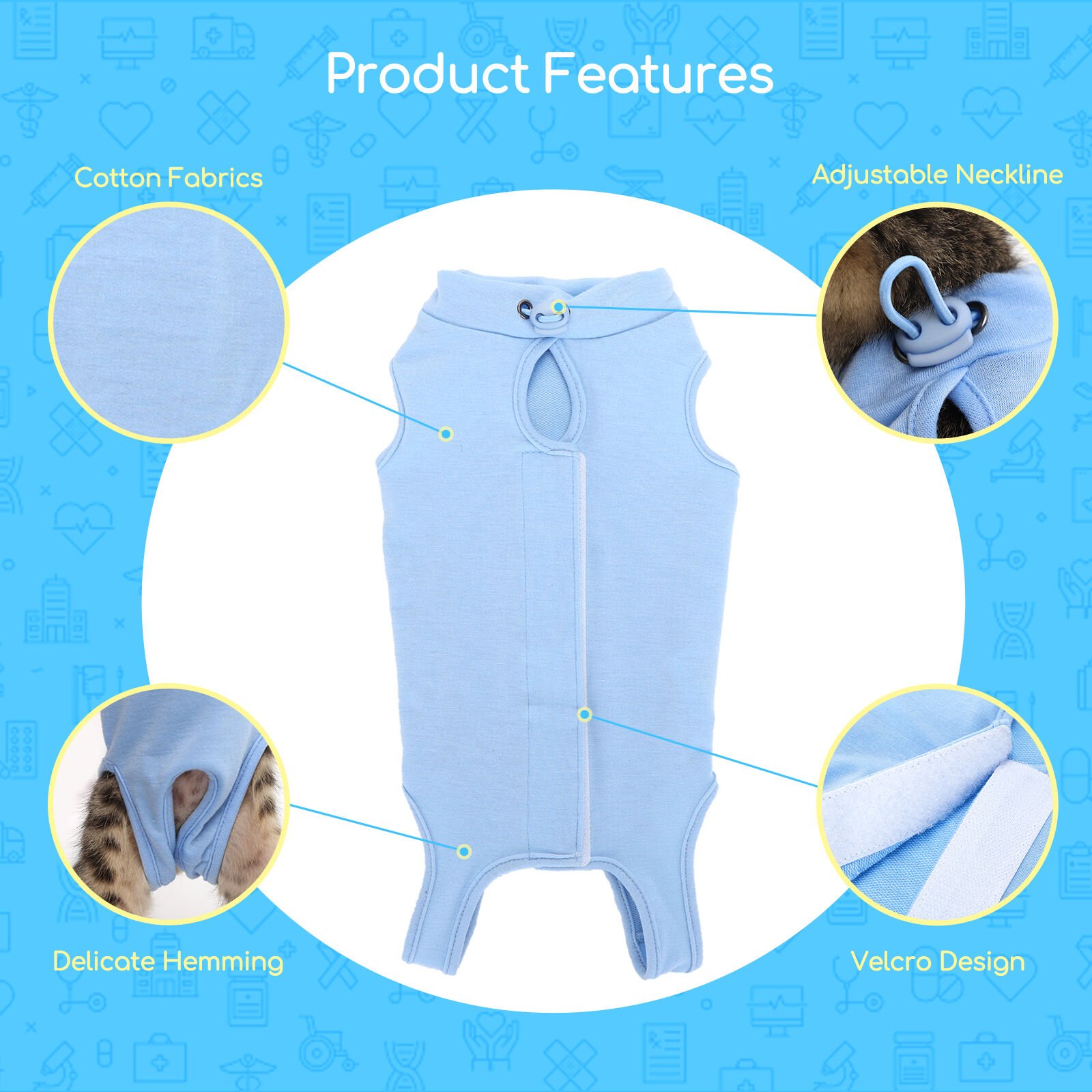 Nobleza Chaleco de recuperación quirúrgica azul para Perros y Gatos thumbnail