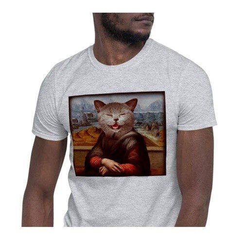 Mascochula camiseta hombre la gioconda personalizada con tu mascota gris thumbnail