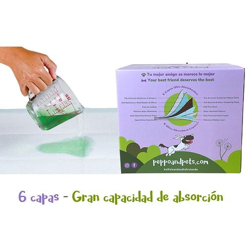 Peppo and Pets- 100 Empapadores para perros 60x60 cm- S&uacute;per absorbentes-4 adhesivos para fijar al suelo, , large Imagen numero 2