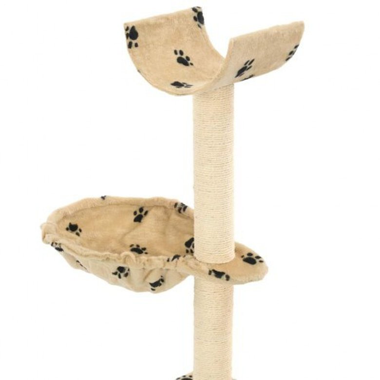 Rascador para gatos con poste de sisal color Beige huellas, , large image number null