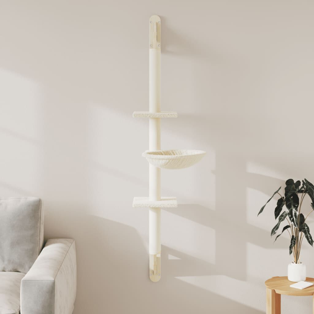 vidaXL &Aacute;rbol rascador para gatos de pared crema 142,5 cm, , large Imagen numero 2