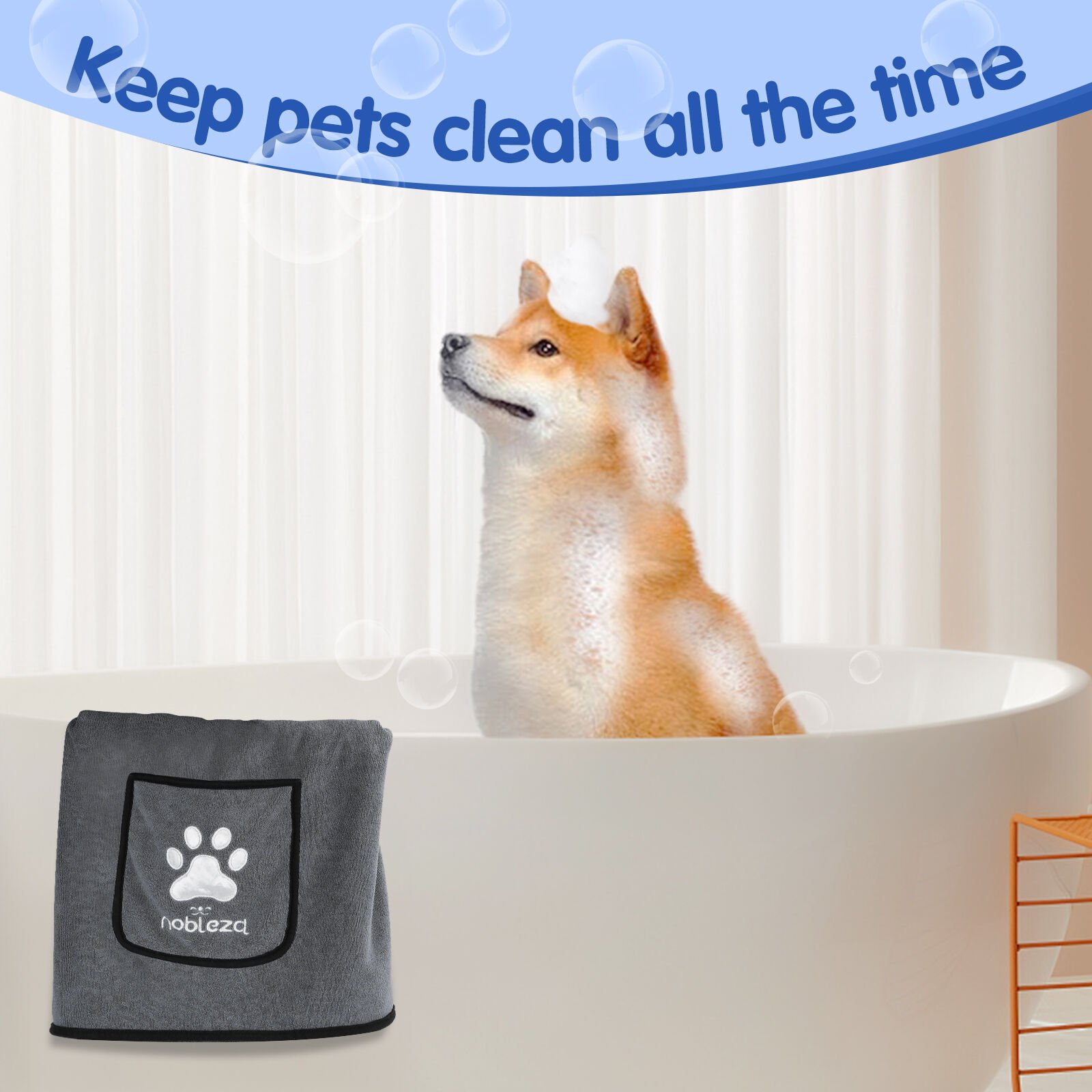 Nobleza Toalla de Secado Gris para perros thumbnail