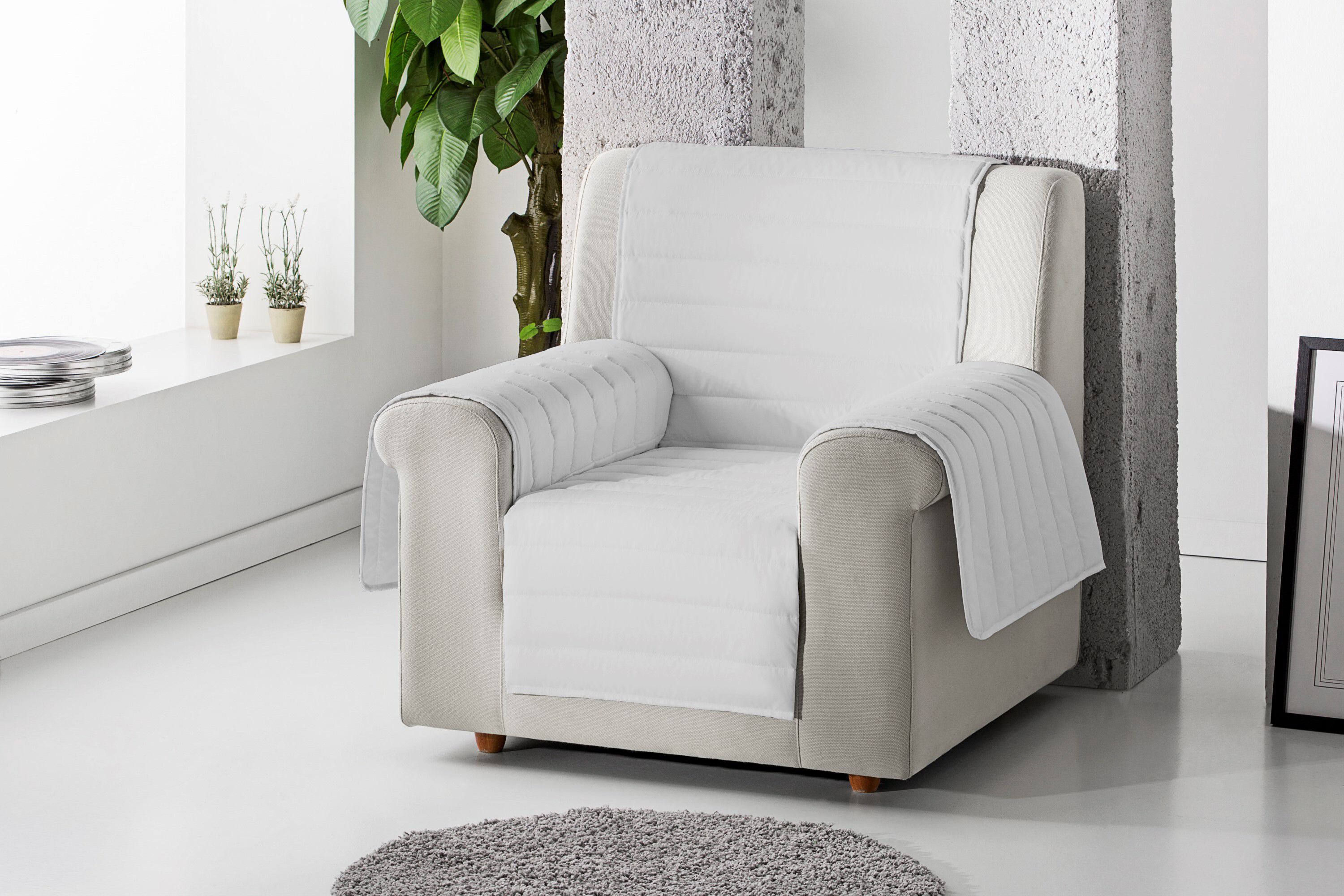 Cubre sill&oacute;n acolchado reversible color Gris, , large Imagen numero 4