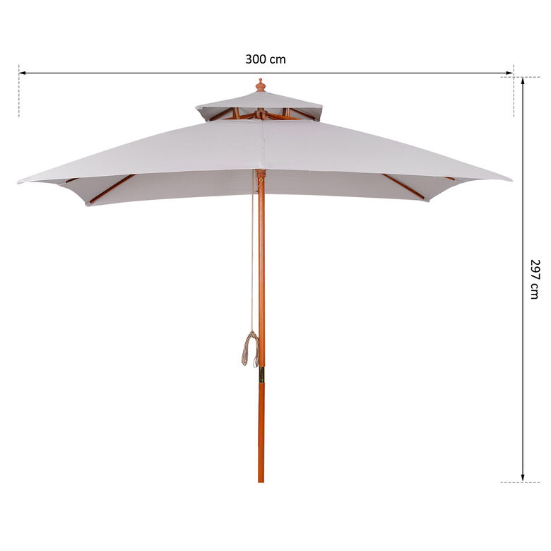 Outsunny Sombrilla de Bambú con Doble Techo Impermeable para jardín thumbnail