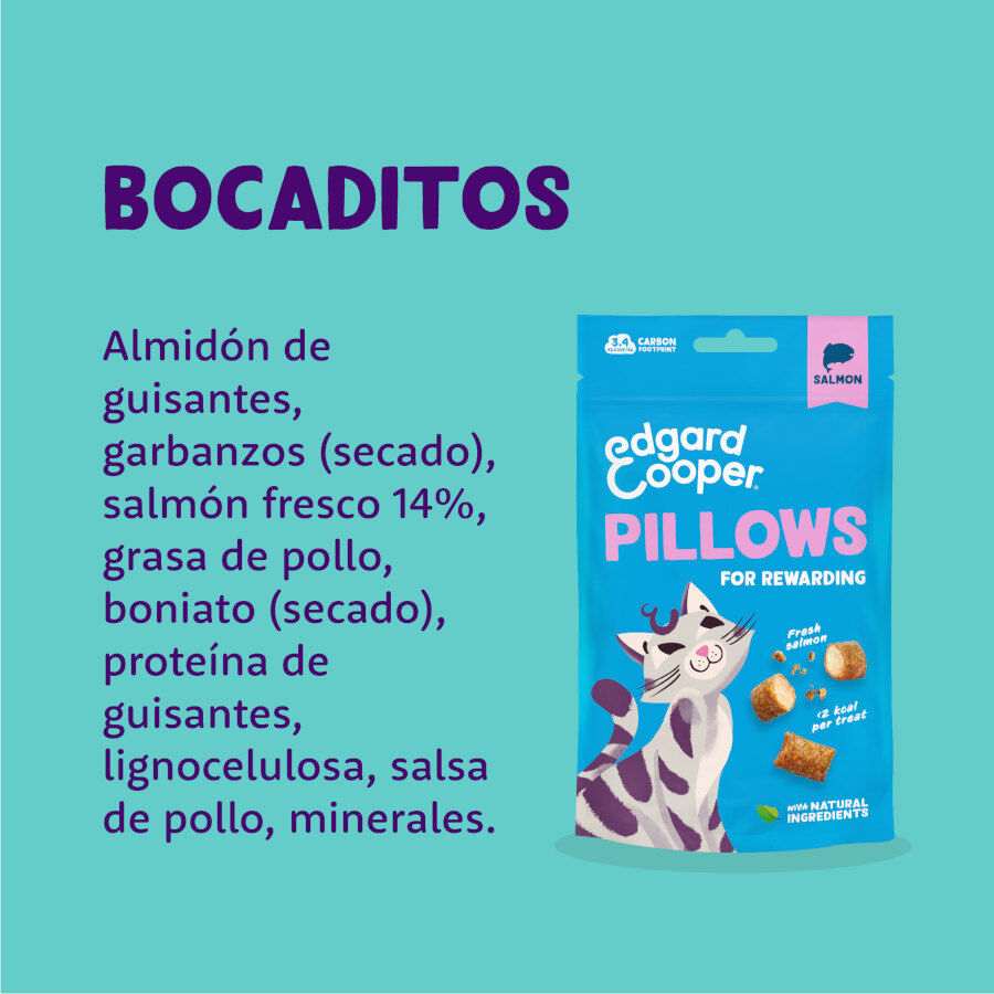 4 bolsitas x 60 g Edgard & Cooper Bocaditos Pillows de salmon para gatos &iexcl;Pack Ahorro!, , large Imagen numero 5
