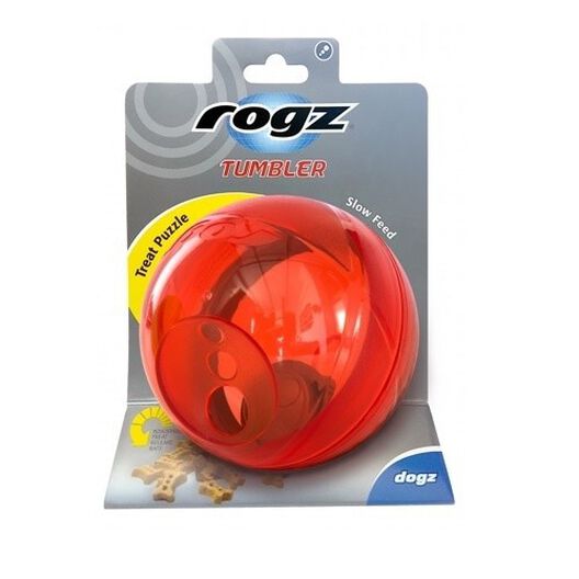 Rogz tumbler portagolosinas de juguete rojo para perros, , large image number null