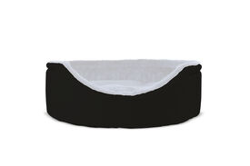 Gauty Cama Redonda Tela Impermeable y pelo negro y blanco para Perros y Gatos 