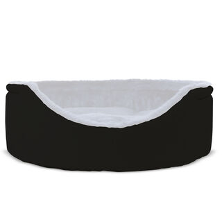 Gauty Cama Redonda Tela Impermeable y pelo negro y blanco para Perros y Gatos 