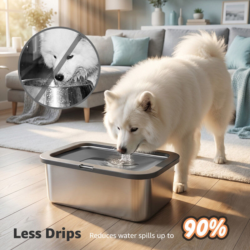 Nobleza Bebedero Antigoteo para Perros Grandes 10L &ndash; Cuenco de Agua de Acero Inoxidable 304 con Disco Flotante Antiderrames, Taz&oacute;n Antideslizante para Mascotas, Gran Capacidad, , large Imagen numero 3