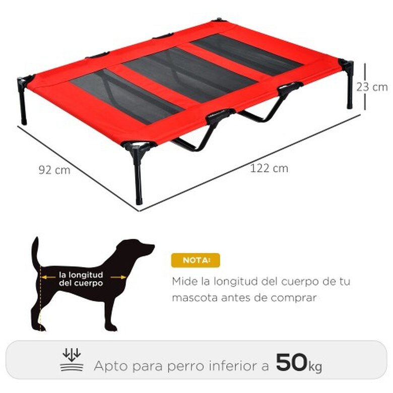 PawHut cama elevada color rojo para perros, , large image number null