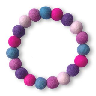 Puppies & Pom Poms Collar Personalizado Rosa y Morado con Pompones para perros