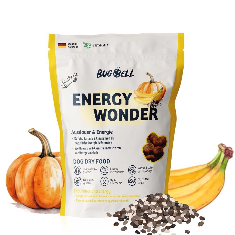 BugBell EnergyWonder Pienso 5x800 g &ndash; Hipoalerg&eacute;nico, sin cereales, con prote&iacute;na de insecto, pl&aacute;tano, ch&iacute;a y L-Carnitina, , large Imagen numero 1