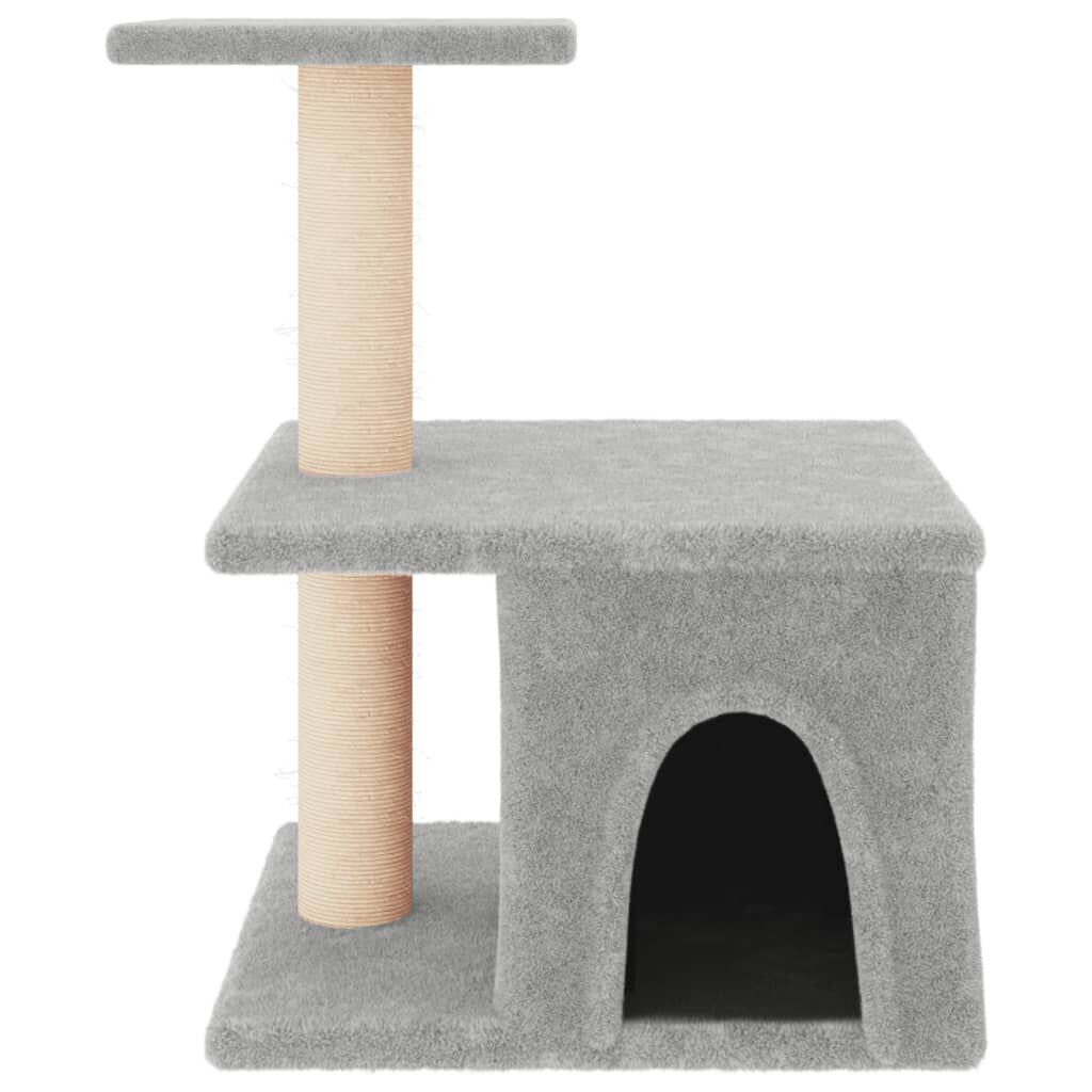vidaXL Rascador para gatos con postes de sisal gris claro 48 cm, , large Imagen numero 2