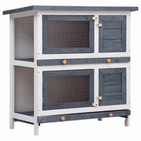 Jaula conejera con 4 puertas de madera color Gris