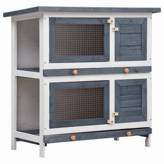 Jaula conejera con 4 puertas de madera color Gris
