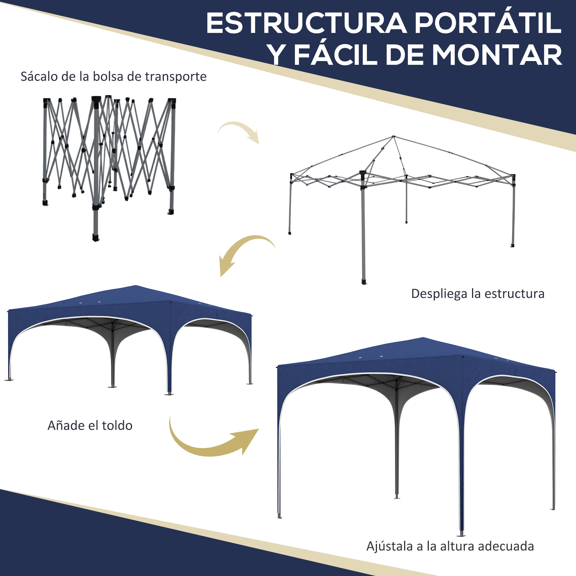 Outsunny Carpa Plegable Azul, , large Imagen numero 4