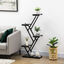 Outsunny Soporte para Plantas de 4 Niveles Estanter&iacute;a de Madera para Macetas con Marco de Acero para Interiores Exteriores Sal&oacute;n Dormitorio 53x24x119,5 cm Negro, , large indicador imagen numero 2