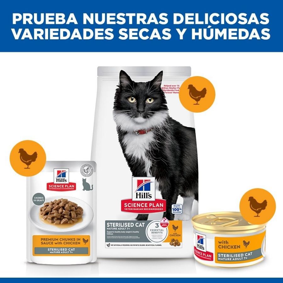 85 g Hill's Science Plan Mature Sterilised Mousse de Pollo para gatos, , large Imagen numero 6