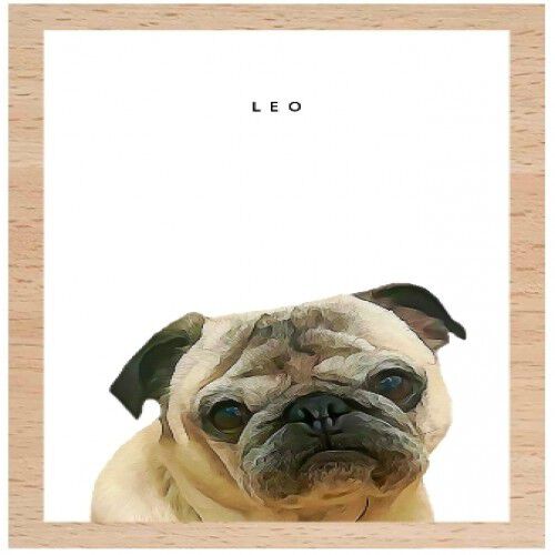 Retrato personalizado A4 con marco de madera color Blanco