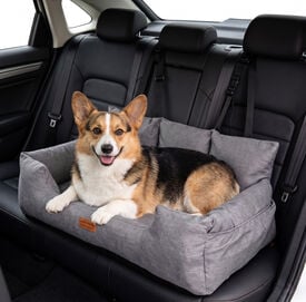 Nobleza Asiento de Coche para Perros Medianos y Grandes L92*W50cm, Protector de Asiento con Cintur&oacute;n de Seguridad y Bolsillos de Almacenamiento, Cama de Viaje Impermeable y Antideslizante, Universal, Gris