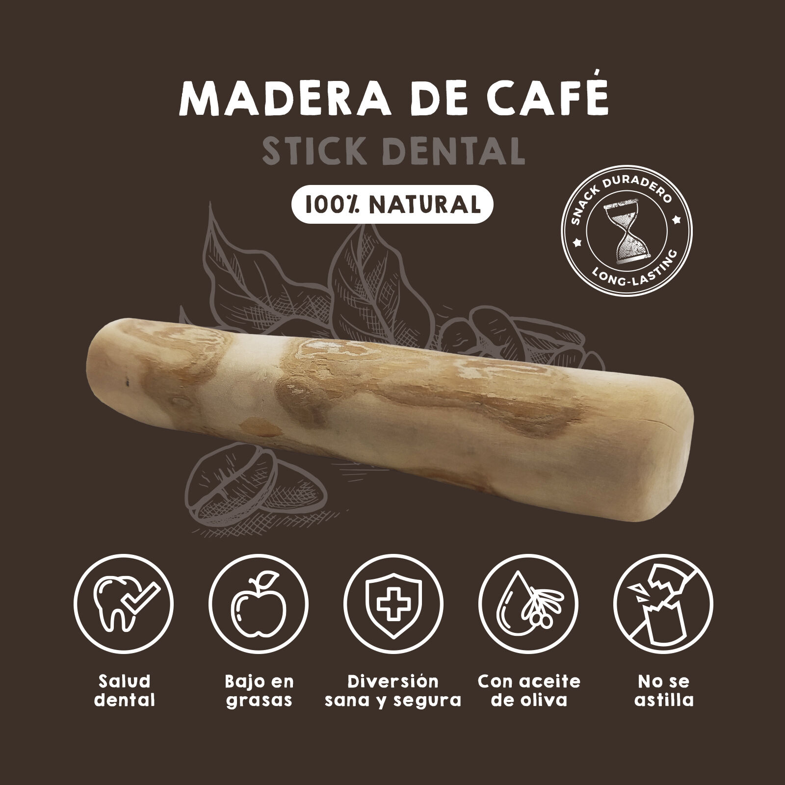 MAIKAI Palo de Madera Caf&eacute; - Pack 2 Uds - Mordedor Natural para Perros - Alternativa a Huesos - Juguete Mordedor - Alivia la Ansiedad - Elimina Sarro, , large Imagen numero 2