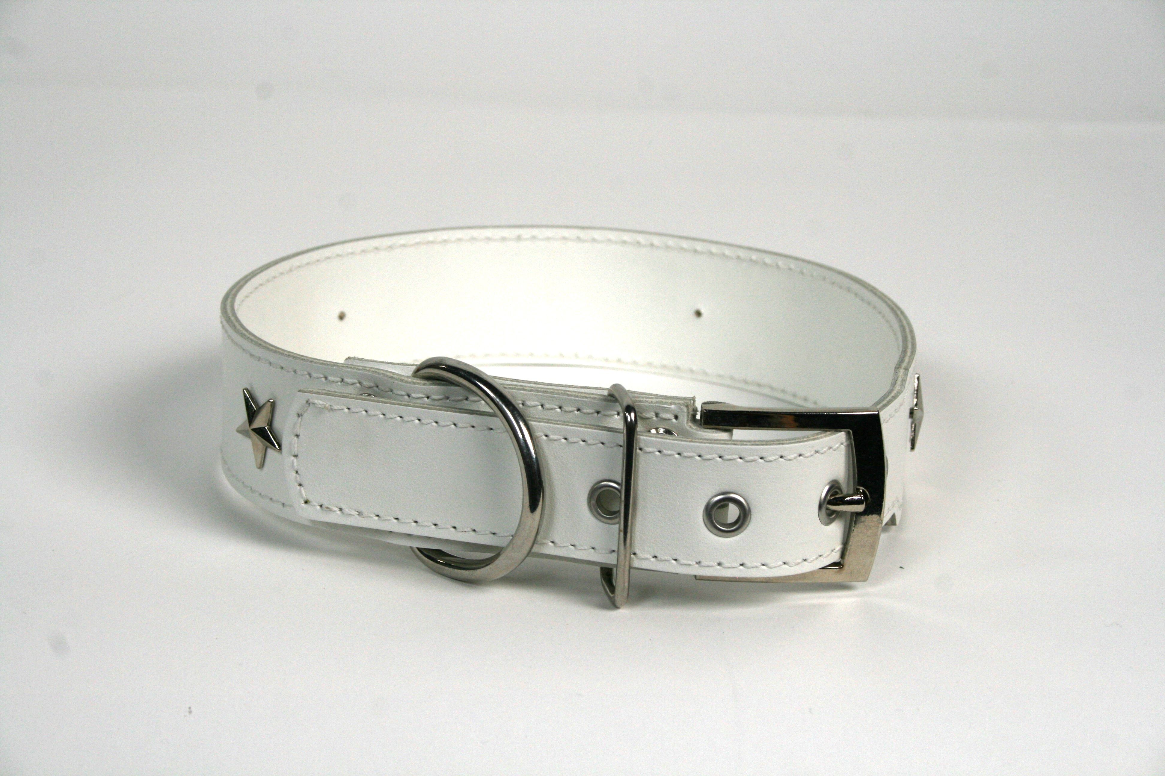 COLLAR DE PIEL BLANCO CON  ESTRELLA, , large Imagen numero 2